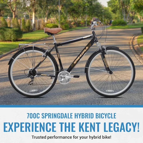 Vista 2 de Kent International Springdale Hybrid Bicycle - 700c Hybrid Bike with 21-Speed Rear Shimano Derailleur Drivetrain - Lightweight Mountain Bike with