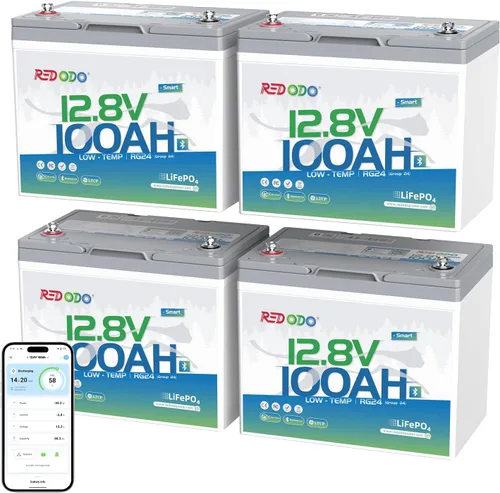 Vista 33 de Redodo LiFePO4 Batería inteligente Bluetooth 24V 50Ah TM baja temperatura, batería de litio integrada en 50Ah BMS, 10 años de vida útil, perfecta
