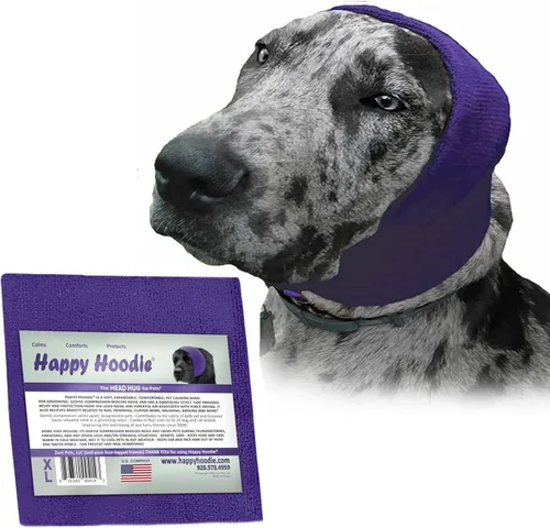 Vista 19 de Happy Hoodie La banda calmante original para perros y gatos - Marca americana - Alivio de la ansiedad/Protección contra el ruido-Aseo-Truenos-Fuegos