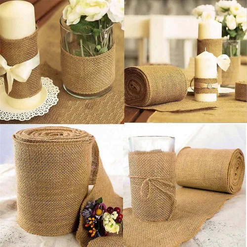 Vista 7 de DECORA 10 yardas de cinta de arpillera natural con lazo para moño, 2 pulgadas de ancho