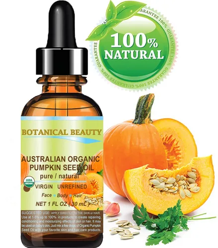 Vista 2 de Aceite orgánico australiano de semillas de calabaza. 100% puro/natural/sin diluir/sin refinar/certificado orgánico/prensado en frío. "Una