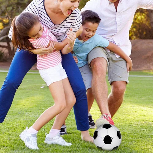 Vista 6 de Paquete de 6 pelotas de fútbol cristianas de donación benéfica con bomba, tamaños 5/4/3, juego desinflado a granel para la operación de bolsa