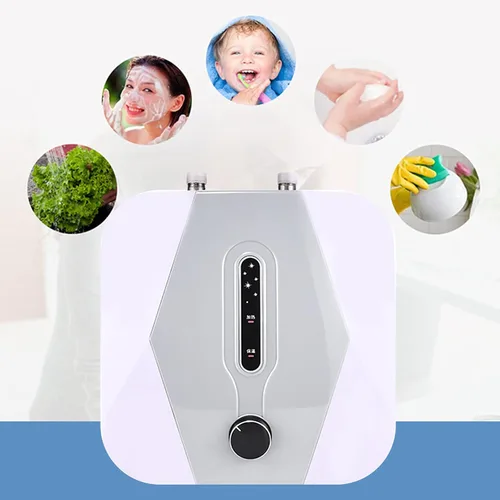 Vista 3 de Calentador de agua eléctrico, mini tanque de almacenamiento de calentador de agua caliente, calentador de agua eléctrico de 110 V, cocina y hogar, 8