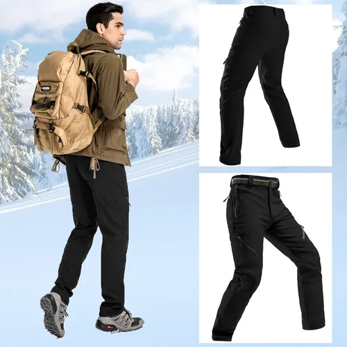 Vista 4 de Toomett Snow Pants Men ski Waterproof Hiking Insulated Fleece Lined Winter Outdoor Softshell Cargo Pants