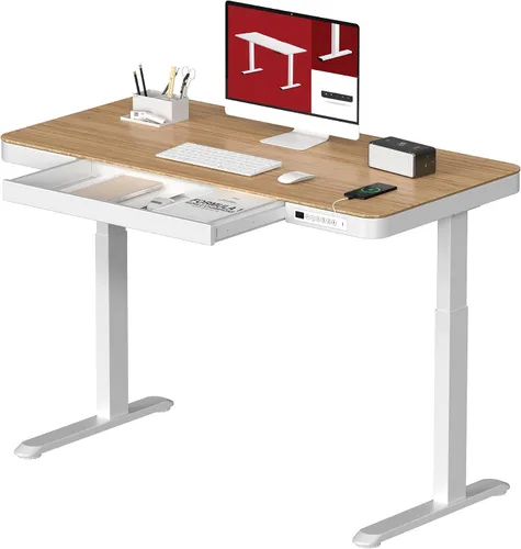 Vista 14 de SANODESK Escritorio eléctrico de una pieza ajustable en altura con cajón Blanco