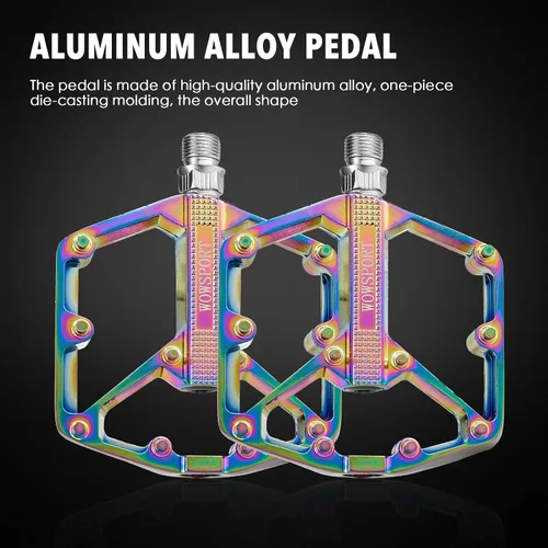 Vista 2 de WOWSPORT Pedales MTB Pedales de bicicleta de montaña Pedales planos y ligeros con clavos antideslizantes para Road Mountain BMX MTB Bike