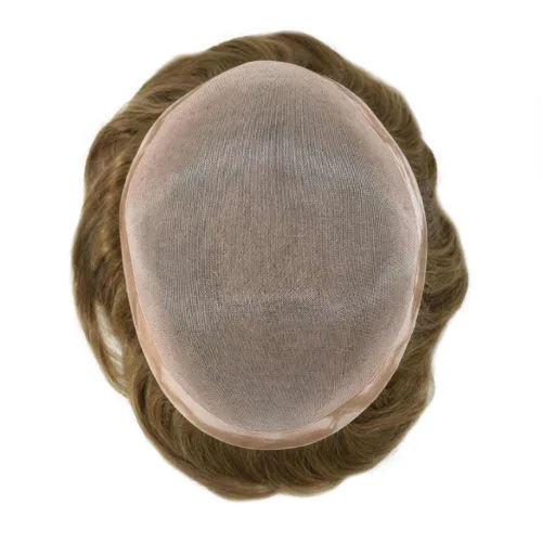 Vista 4 de Durable Fine Mono Toupee Hair Pieces para hombres Sistema de reemplazo de pelo para hombre Toupee pelo humano real protesis capilar para hombre 6x8