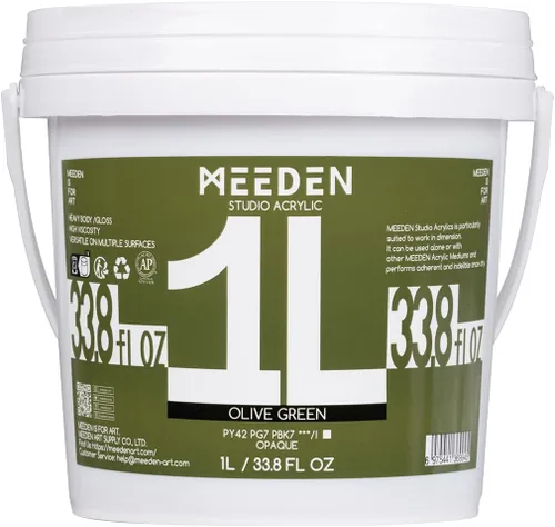 Vista 23 de MEEDEN Juego de pintura acrílica: 1L/33.8 oz x 12 colores pinturas acrílicas grandes a granel - Pinturas artísticas brillantes de cuerpo pesado