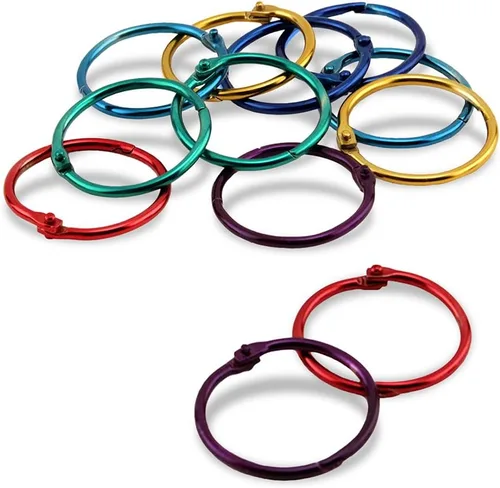 Vista 3 de Hygloss Products 61311 - Anillos de libro – Anillos de acero de colores surtidos de 1 pulgada, paquete de 12 Variado