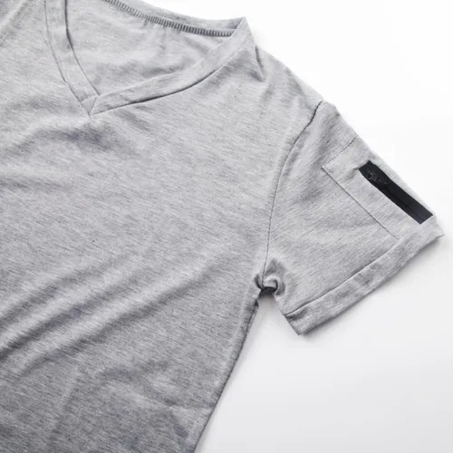 Vista 3 de Camisetas de manga corta para hombre, camisetas de entrenamiento a la moda, camisetas lisas de fisicoculturismo atléticas para gimnasio