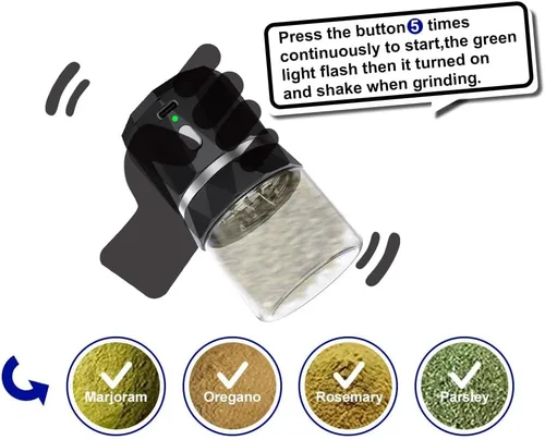 Vista 6 de Mini molinillo eléctrico de hierbas pequeño, trituradora de especias con 2inx3.5inches 1.7oz/1.7 fl oz tarro de vidrio, portátil recargable