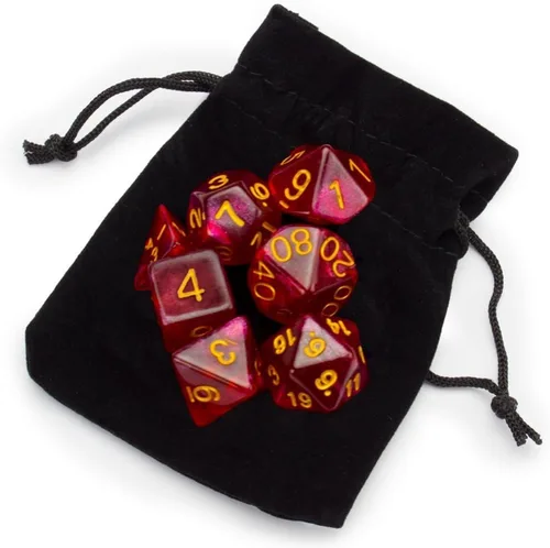 Vista 3 de Wiz Dice Serie II - Juego de dados poliédricos para juegos de rol de mesa de aventura con una bolsa de dados - Juego de dados DND, adecuado