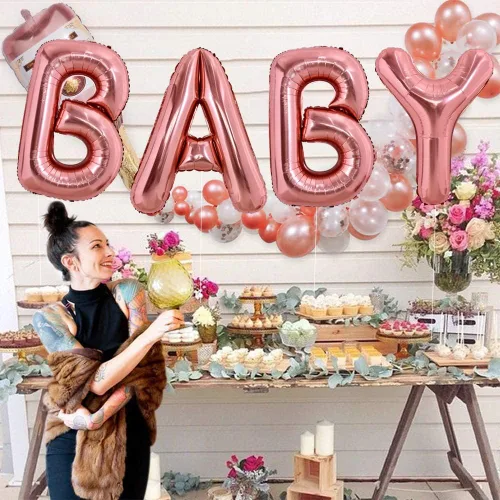 Vista 5 de TONIFUL Globos grandes de 40 pulgadas de oro rosa con la letra A, globos gigantes del alfabeto, globos grandes de Mylar para decoración de fiestas
