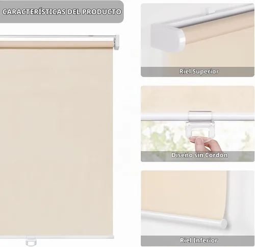 Vista 3 de LazBlinds - Persianas enrollables sin herramientas, sin taladro, sin cuerdas, para ventanas, protección UV, aislamiento térmico, filtro de luz