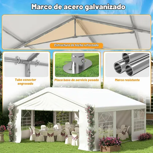 Vista 6 de Carpa para fiestas de 20 x 20 pies, resistente, para exteriores, carpa para bodas con paredes laterales extraíbles, refugio para eventos, carpa