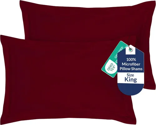Vista 70 de Royale Linens Paquete de 2 fundas de almohada de tamaño estándar de 20 x 26 pulgadas, microfibra cepillada, fundas de almohada de cama, resistentes