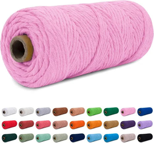 Vista 44 de CAMAL Cordón de macramé de 0.157 in x 109 yardas (328.1 ft), cuerda de algodón de color para tejer, manualidades, colgar en la pared, proyectos