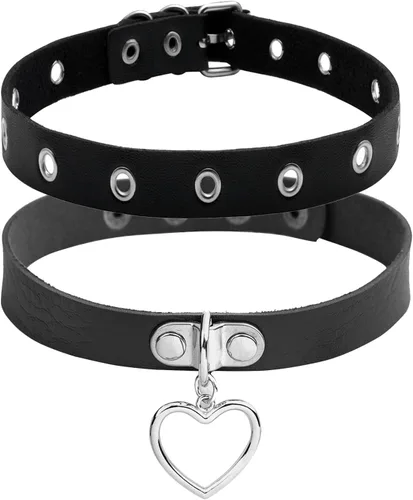 Vista 13 de Eigso - Gargantilla vintage de cuero sintético con remaches y picos, estilo punk, gótico, ajustable