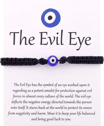 Vista 23 de SUMMER LOVE Handmade Jewelry Evil Eye Bracelets with Card,Black Red String Bracelets Kabbalah Protection Luck Amulet for Women Men Friends Pulseras