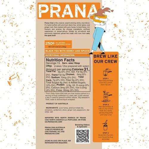 Vista 2 de Prana Chai Paquete de iniciación de 2 bolsas Chai Lovers que incluye tetera Chai, colador de malla fina y 2 bolsas de mezcla Masala totalmente