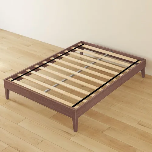 Vista 6 de Grain & Grove Cama con plataforma Bear (matrimonial), roble en relieve marrón oscuro