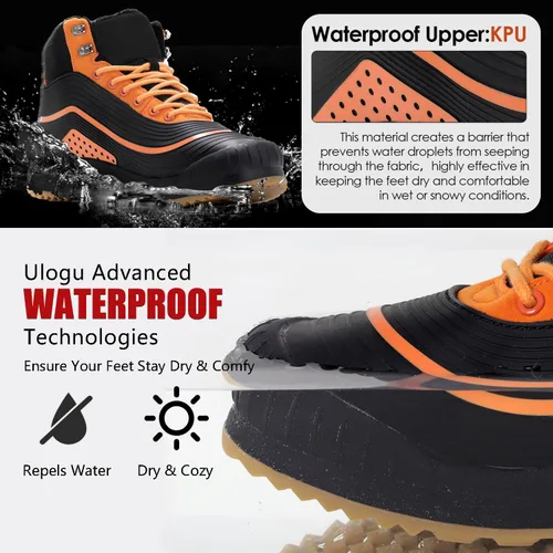 Vista 2 de ulogu Men's Snow BootsWaterproof Insulated Fur Lined BootiesLightweight Winter Shoes