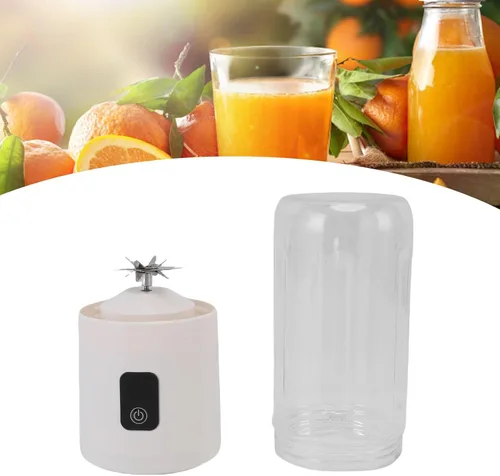 Vista 4 de Licuadora de exprimidor USB de tamaño personal, 16.9 fl oz, gran capacidad con batería de 1500 mAh para bebidas de bricolaje (blanco)