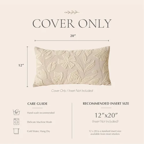 Vista 6 de BlissBlush - Funda de almohada lumbar decorativa de 12 x 20 pulgadas, funda de almohada de terciopelo beige neutro para sofá, sala de estar, cojín