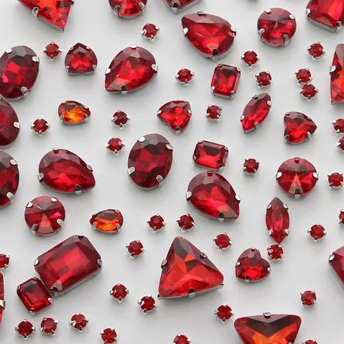 Vista 11 de TANOSII 100 diamantes de imitación para coser con formas mixtas, gemas de cristal para coser en gemas de cristal, parte trasera plana con garra Ab