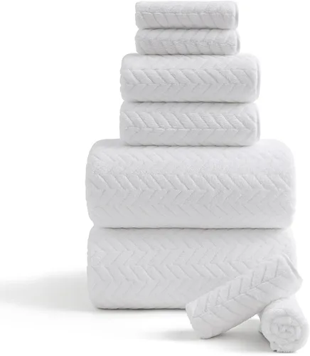 Vista 19 de Ferdilan Juego de 8 toallas de baño extra grandes, 2 toallas de baño de gran tamaño (35 x 70 pulgadas), 2 toallas de mano, 4 toallas para la cara
