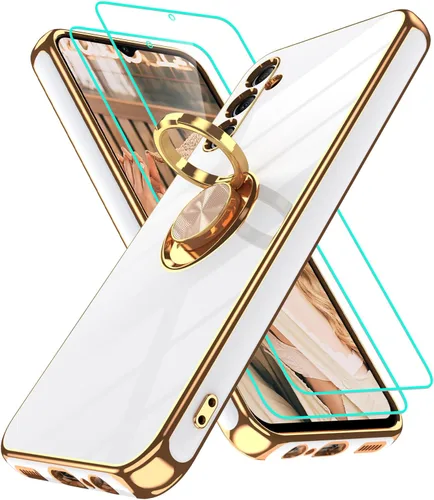 Vista 232 de Funda para Motorola Moto G 5G 2024: Funda Moto G Play 5G 2024 con 2 piezas de protectores de pantalla, soporte de anillo de rotación de 360°