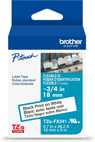 Vista 28 de Brother - Cinta laminada Negro sobre Amarillo, 24 mm Empaquetado al menudeo, Negro sobre blanco