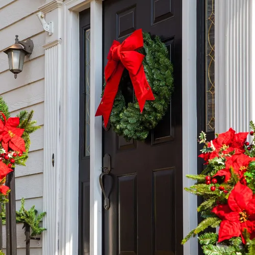 Vista 3 de Big Red - Lazo decorativo grande de Navidad para exteriores (15 pulgadas, nailon estructural rojo 3D)