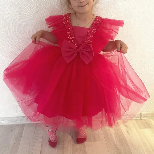 Vista 7 de NNJXD Vestido de princesa para niña, vestido de tul para fiesta de boda