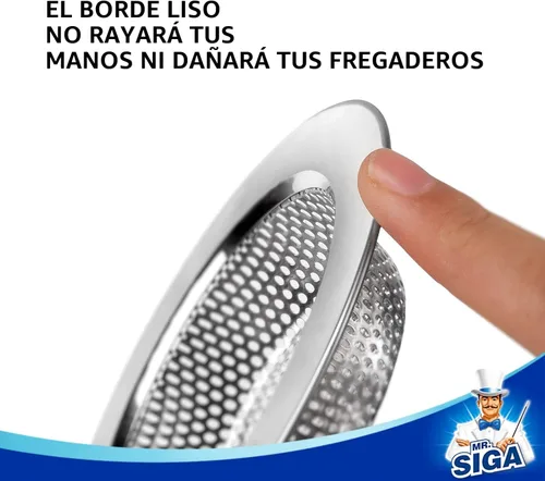 Vista 3 de MR.SIGA - Colador de fregadero de cocina, colador de drenaje de fregadero de acero inoxidable, apto para lavavajillas, diámetro exterior 4.4