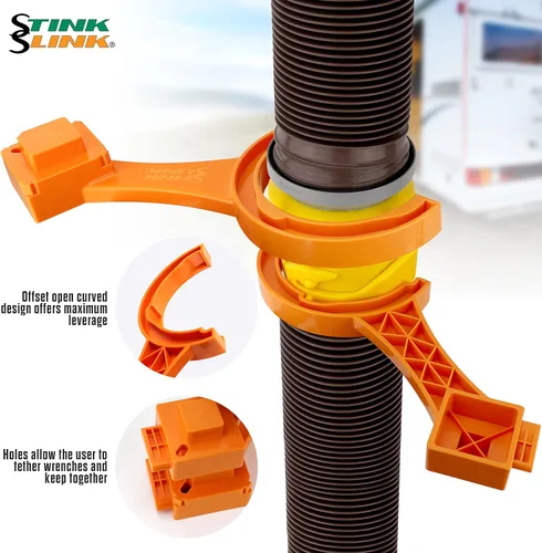 Vista 2 de Llave para Manguera de Desagüe de RV de 3" y 4" - Llave para Tapón de Limpieza de RV (Juego de 2 Piezas)