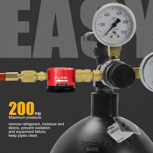 Vista 5 de Herramienta de purga de nitrógeno, regulador de flujo de nitrógeno de purga HVAC, rojo