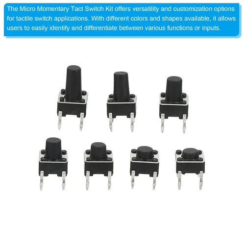 Vista 3 de PATIKIL Kit de interruptor táctil micro momentáneo, 1 juego de interruptor de botón táctil, 10 tipos surtidos para control remoto de automóvil