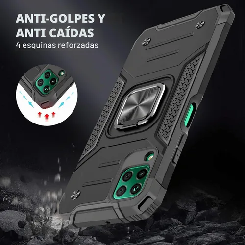 Vista 6 de Asuwish Funda compatible con Huawei P40 Lite y protector de pantalla de vidrio templado, accesorios para celda, soporte de anillo, fundas Negro