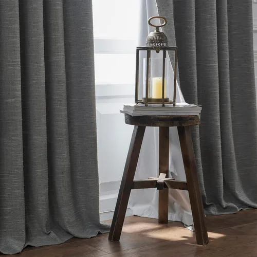 Vista 3 de Cortinas Grises de 84 Pulgadas de Largo con Textura de Lino Transparente con Forro para Sala de Estar, Pliegues Pellizco Pestaña Trasera Cortinas