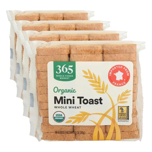 Vista 8 de 365 by Whole Foods Market, Mini tostadas orgánicas de trigo integral, vegano, 2.8 onzas