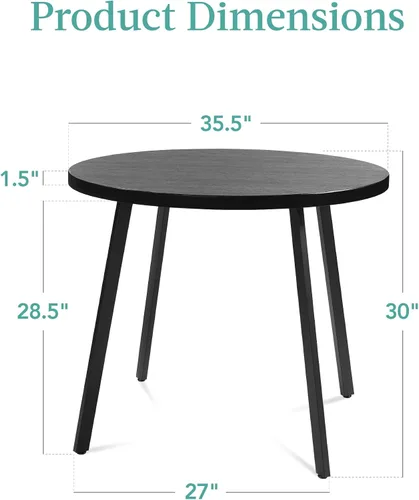 Vista 3 de Best Choice Products Mesa de comedor redonda con patas de acero - Negro