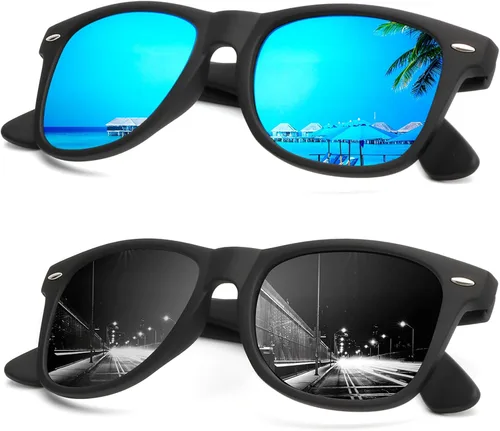 Vista 47 de KALIYADI - Gafas de sol polarizadas para hombres y mujeres unisex, marco semirretráctil, estilo retro, para conducir, con bloqueo UV