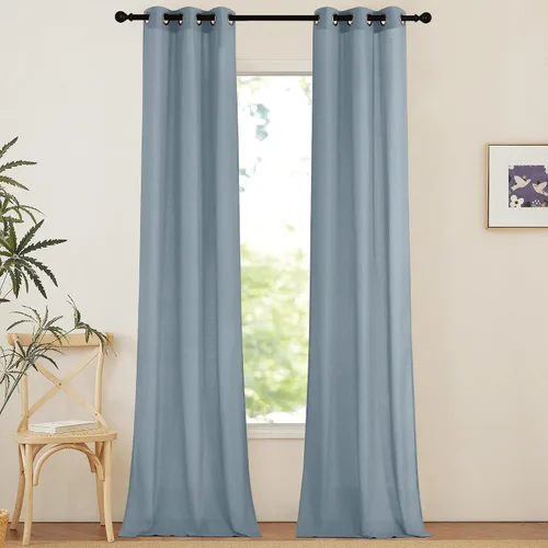 Vista 216 de NICETOWN - Cortinas de lino angora para ventana de cocina sobre el fregadero, con ojales, lino grueso angora, tratamientos cortos para ventanas