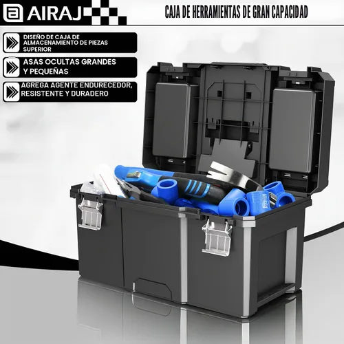 Vista 4 de AIRAJ - Caja de herramientas con ruedas, caja de herramientas apilable