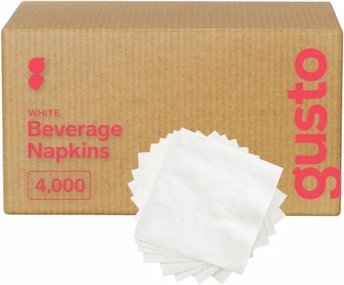 Vista 7 de GUSTO Servilletas blancas para bebidas (500 unidades, plegadas de 4.5 x 4.5 pulgadas), servilletas de cóctel a granel de 1 capa, servilletas