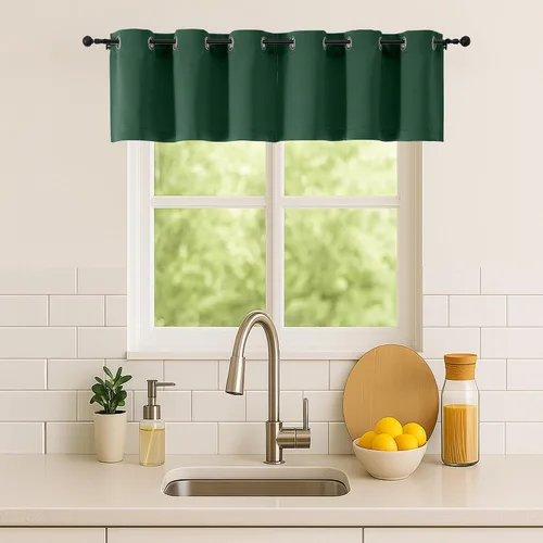 Vista 18 de Simplebrand Juego de 2 paneles de cenefa aguamarina para ventana de cocina de 14 pulgadas de largo, cortinas de oscurecimiento de habitación