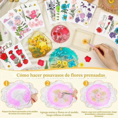 Vista 3 de Evatage - 200 flores secas prensadas pequeñas para manualidades de resina 200 piezas de flores prensadas