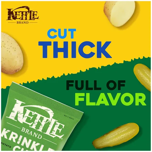 Vista 4 de Kettle Brand Papas fritas, corte Krinkle, chips de pepinillo de eneldo, 7.5 onzas