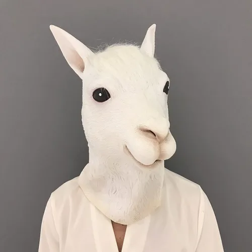 Vista 3 de Divertido disfraz de Alpaca Padan de cabeza de animal para adultos